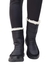 Bota de inverno forrada em preto, com sola preta, projetada para conforto e aquecimento em climas frios. sapatos e botas