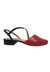 Scarpin Salto Baixo Couro Slingback Vermelho e Preto