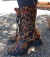 Bota Forrada Animal Print Pelo Cano Médio Salto Médio Bloco Tratorado