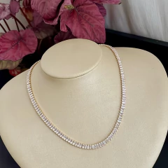 Colar zircônia baguete folheado - C0016