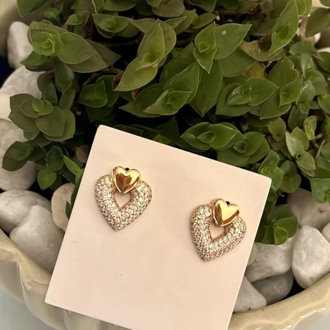 Brinco folheado cravejado - Br0119 - comprar online