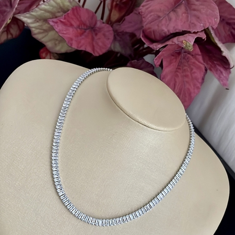 Colar zircônia baguete folheado - C0033