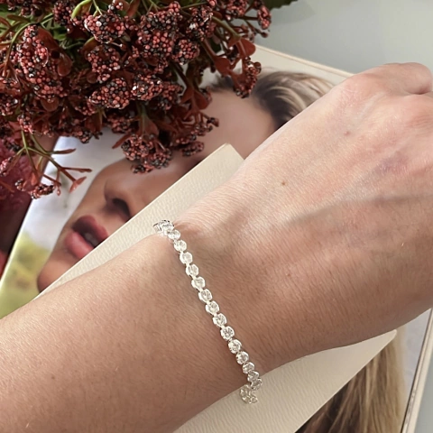 p0038 - Pulseira rivieira inglesa zircônia folheada