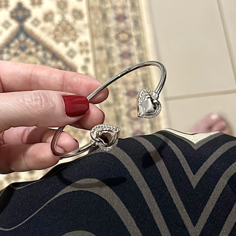 Bracelete coração folheado - b0028