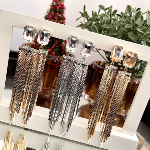 br0052 - brinco franja folheado