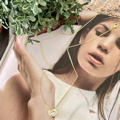 c0026 - colar zircônia coração folheado - comprar online