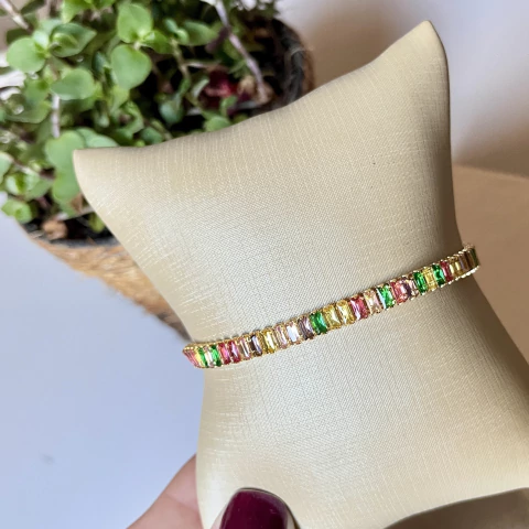 Pulseira rivieira navete zircônia folheada - P0040