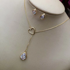 Conjunto gravatinha em zircônia folheado - Cj0008 - comprar online