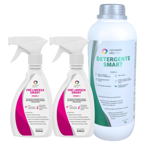 Kit Duplo Pré-LImpeza Hospitalar Smart e 1 Detergente Hospitalar Smart