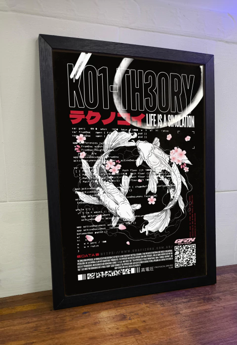 CUADRO KOI THEORY Estilo JAPANESE TAMAÑO A3 30x42 Madera GRAFIZONA - comprar online