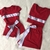 Conjunto Tal Mãe Tal Filha Vermelho com Faixa Branca
