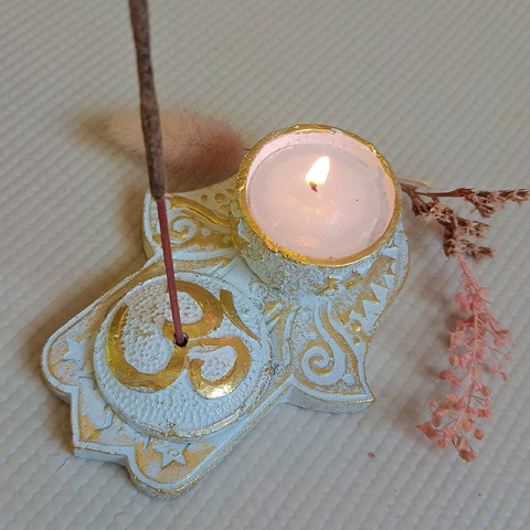 PORTA VELA/ SAH MANO DE FATIMA RESINA DE EXTERIOR 12 CM (PO410)