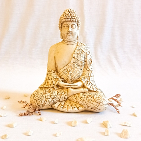 IMAGEN BUDA SIMIL PIEDRA 17.5X12 CM YESO EXTRA FUERTE (DE800)