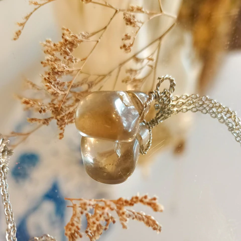 DIJE CUARZO CRISTAL ROLADO EN ACERO INOXIDABLE (PI547)