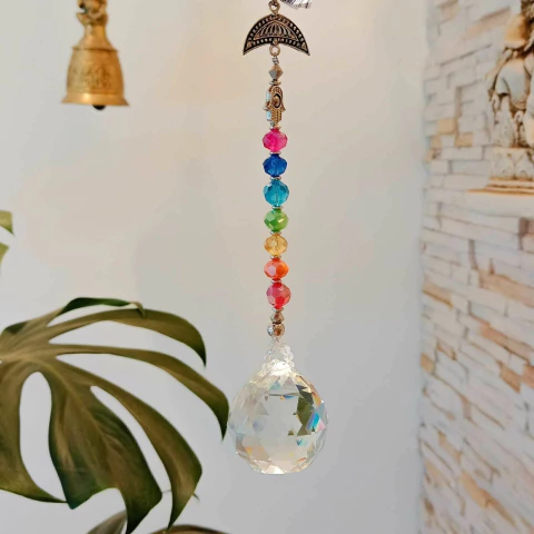 MOVIL ATRAPASOL DE CRISTAL 7 CHAKRAS XL (DE677)