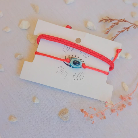 SET PULSERAS X 2 MACRAME ROJO CON OJO DE PRETECCION (BI330)