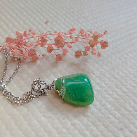 DIJE CUARZO VERDE ROLADA ENGARCE ACERO INOXIDABLE (PI447)