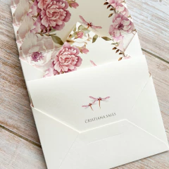 Cartão Social Bico Flores e Libélula