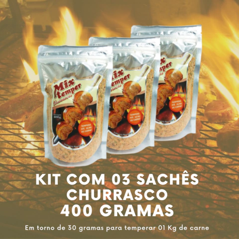 Tempero Churrasco Mixtemper Kit com 03 Unidades c/ 400 Gramas