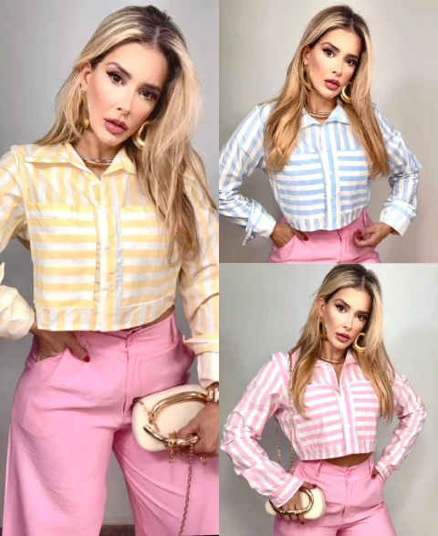 Cropped Camisa Listrado