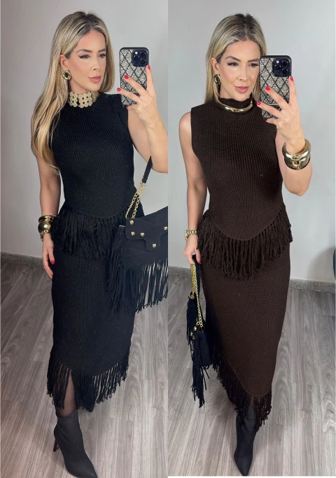 Conjunto Franjas Tricô