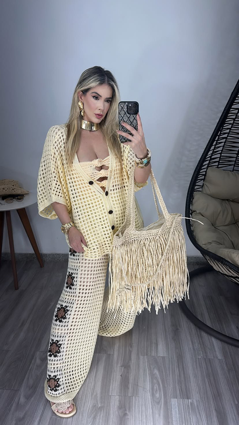 Conjunto Tricô Flower Amarelo - comprar online