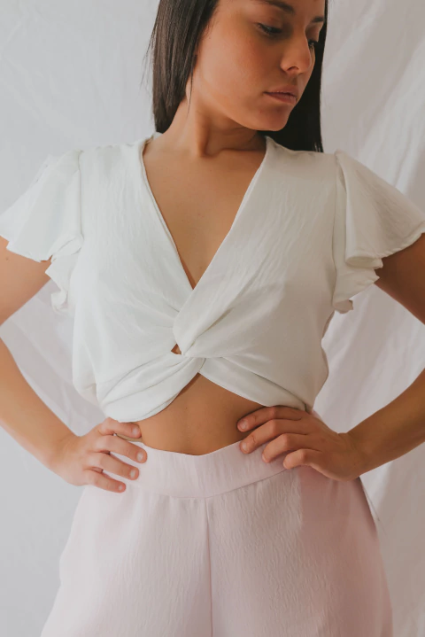 Blusa Renata - Manguita Volado cey brillo