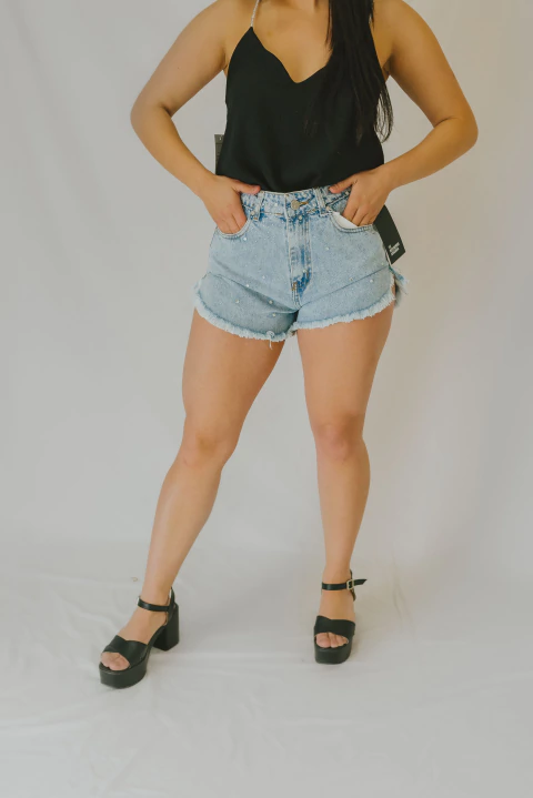 Short Stras - Tiro alto rigido hotfix - comprar online