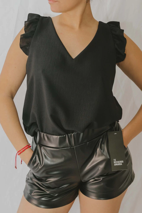 Musculosa Wendy - Lino Crep Volado lazo - comprar online