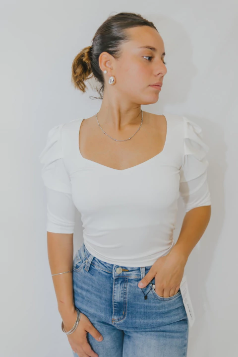 Remera Oliva - Escote espejo Microfibra 3/4 - comprar online