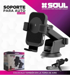 SOPORTE DE AUTO SOUL 2 EN 1 CARGA INALAMBRICA SOP-Q600