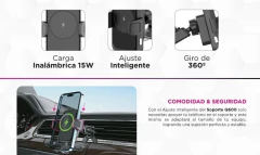 SOPORTE DE AUTO SOUL 2 EN 1 CARGA INALAMBRICA SOP-Q600 - comprar online