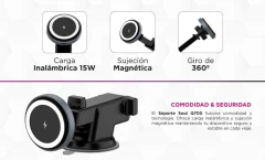SOPORTE DE AUTO SOUL 2 EN 1 CARGA INALAMBRICA SOP-Q700 IMANTADO - comprar online
