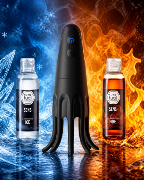 Vibrador masculino 10 modos + Lubricantes Sens Fire & Ice