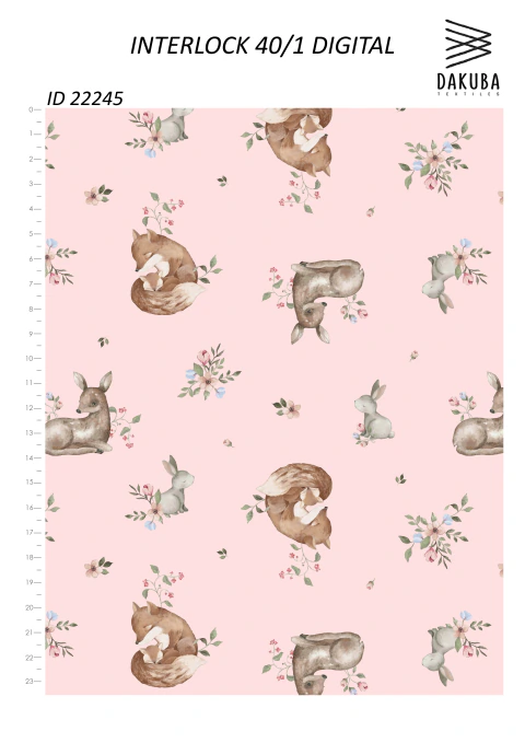 Interlock 40/1 digital Animalitos Bosques - comprar online