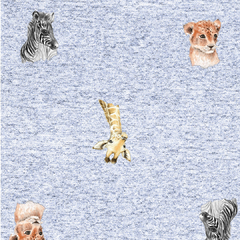 Jersey Soft Digital ANIMALES Fondo Celeste Simil Melange