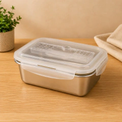 LUNCHERA ACERO INOX TAPA TRANSP 21X16X7,5 1050 ML