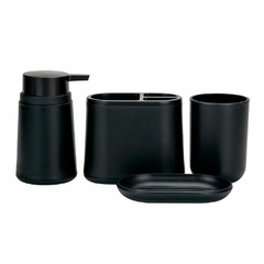 SET DE BAÑO PLASTICO 4 PIEZAS NEGRO LISO - comprar online