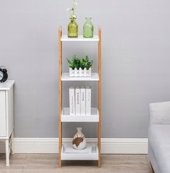 ESTANTERIA 4 ESTANTES BAMBOO Y BLANCO - comprar online