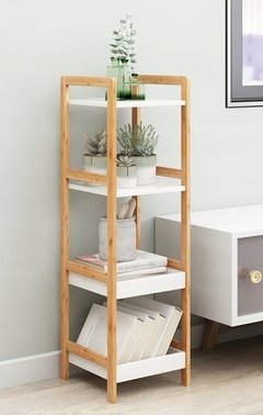 ESTANTERIA 4 ESTANTES BAMBOO Y BLANCO en internet