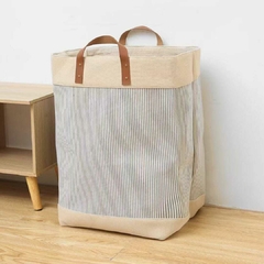 CESTO LAUNDRY TELA RAYADO Y BEIGE LAUNDRY STRIP 35X35X56