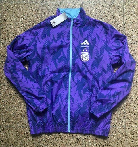 Campera Rompevientos Reversible Adidas Argentina Celeste y Violeta 2023 2024