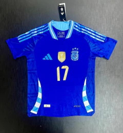 Camiseta adidas Argentina HeatRdy Suplente Azul Garnacho 17 Parche Campeon 2024 2025 3 Estrellas Match en internet