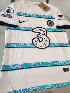 Camiseta Nike Chelsea Suplente Blanca Enzo Fernandez 5 2022 2023 Parches Premier - Roda Indumentaria