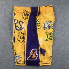 Short NBA LA Lakers Amarillo Grafitti Con Bolsillos Basquet en internet