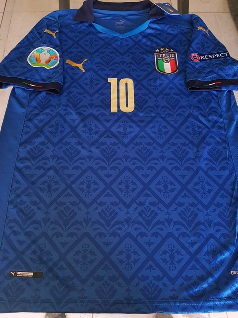 Camiseta Puma Italia Titular 2020 2021 Insigne #10 Parches Euro 2020