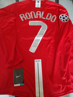 Camiseta Nike Manchester United Retro Manga Larga Titular 2008 Ronaldo 7 UCL Final