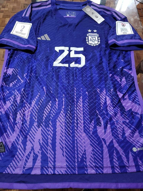 Camiseta adidas Argentina HeatRdy Suplente Violeta Lisandro Martinez 2022 2023 Parches Qatar