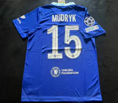 Camiseta Nike Chelsea Titular Mudryk 18 2022 2023 UCL Parche Campeon