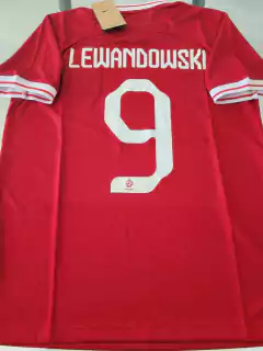 Camiseta Nike Polonia Roja Lewandowski 9 2022 2023 Qatar